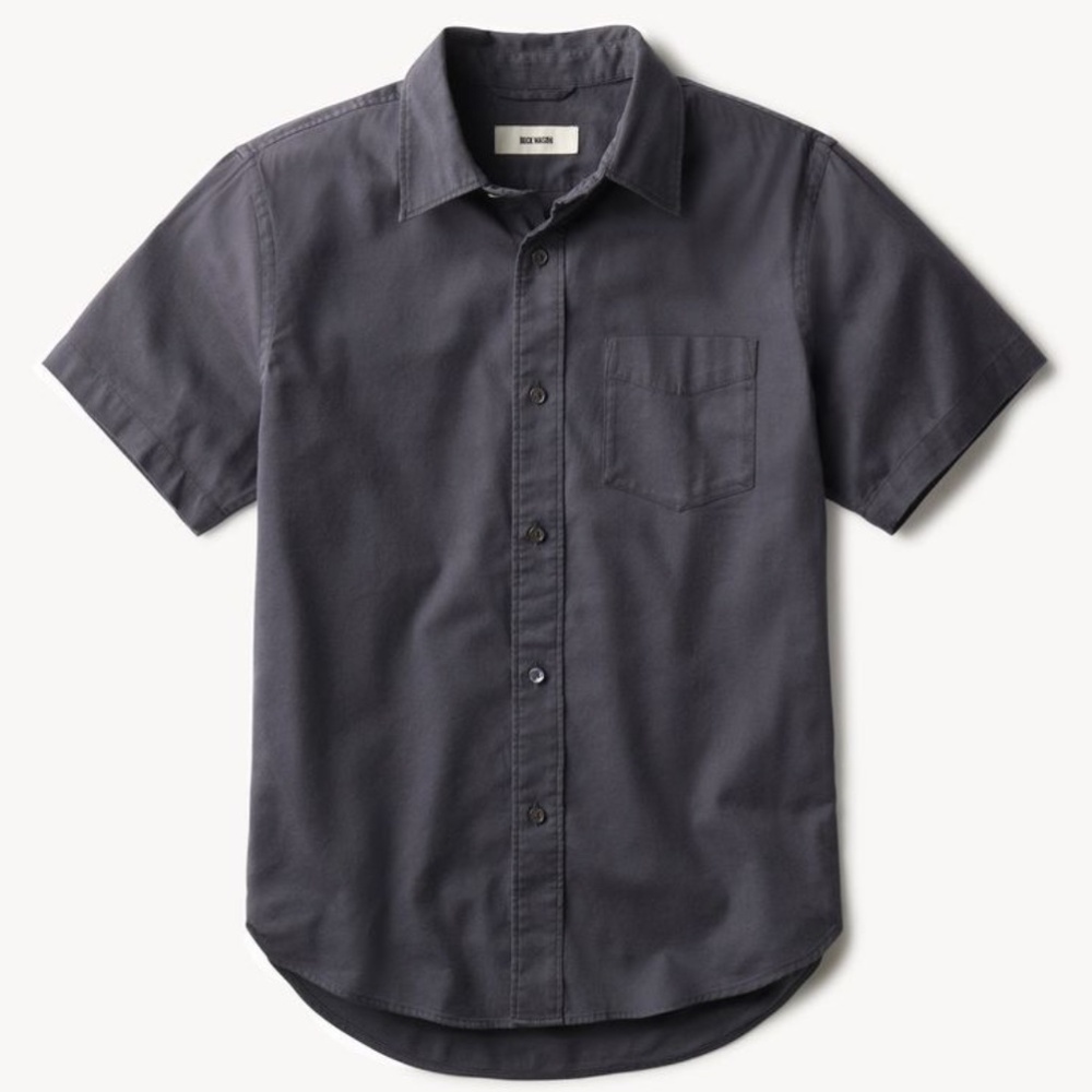 Buck Mason Draped Twill Short Sleeve One Pocket Shirt – Navy – XXL – Like New